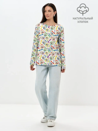 Лонгслив женский. Хлопок / Золотистый Ретривер