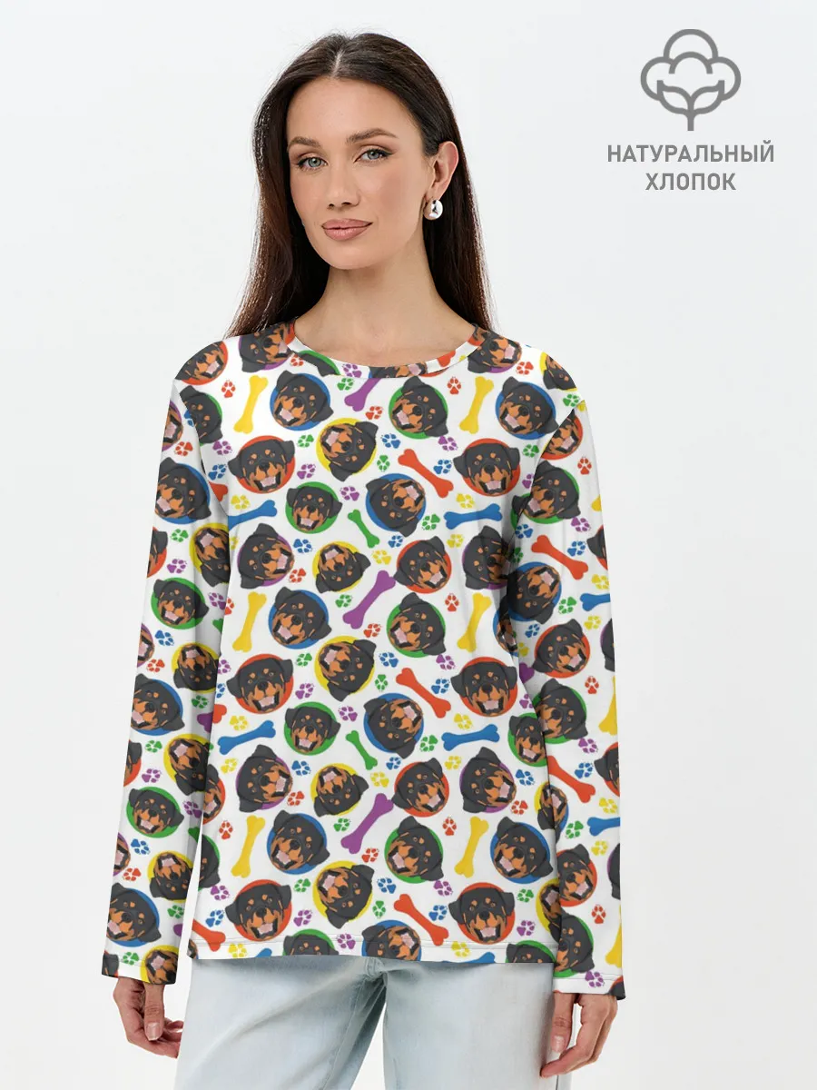 Лонгслив женский. Хлопок / Ротвейлер