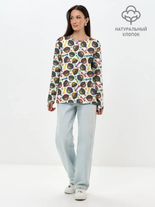 Лонгслив женский. Хлопок / Ротвейлер