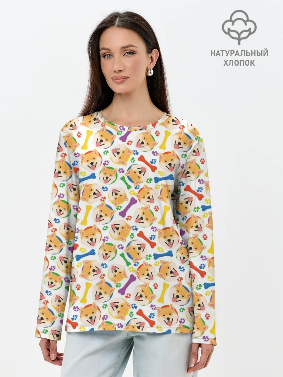 Лонгслив женский. Хлопок / Сиба Ину