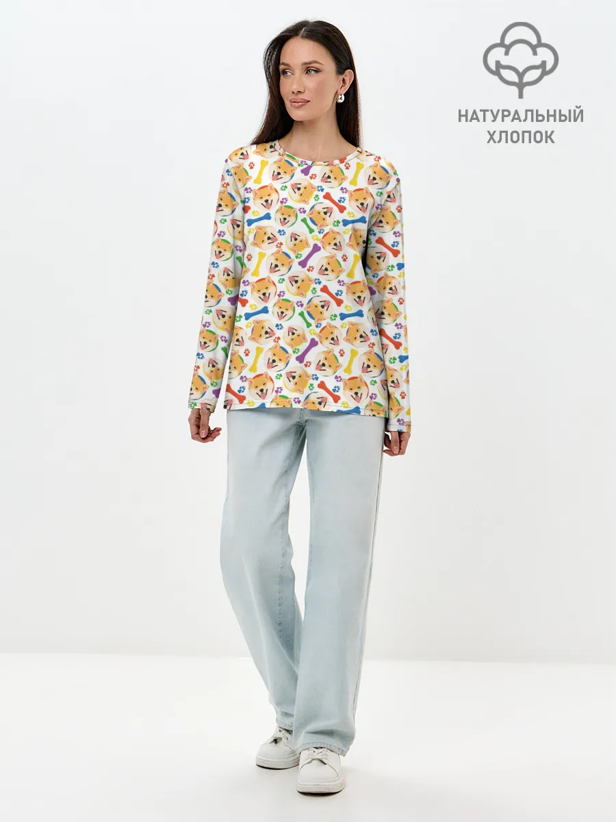 Лонгслив женский. Хлопок / Сиба Ину