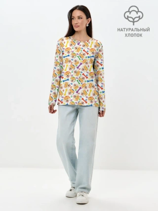 Лонгслив женский. Хлопок / Сиба Ину