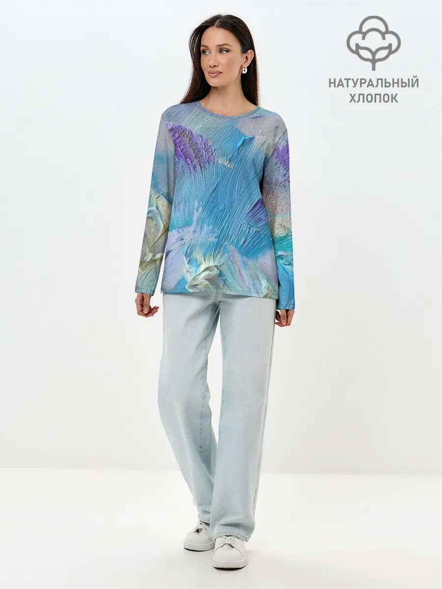 Лонгслив женский. Хлопок / Оставленная краска