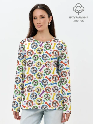 Лонгслив женский. Хлопок / Английский Бульдог