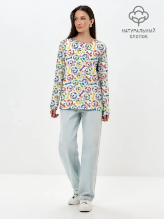 Лонгслив женский. Хлопок / Бультерьер