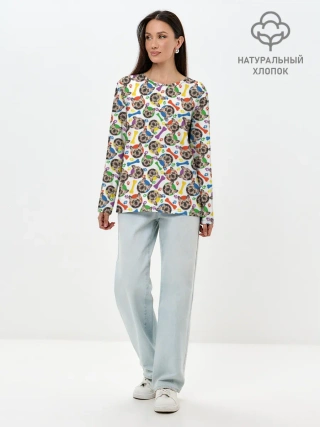 Лонгслив женский. Хлопок / Французский Бульдог