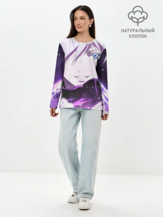 Лонгслив женский. Хлопок / Сатору Гото кастует заклинание