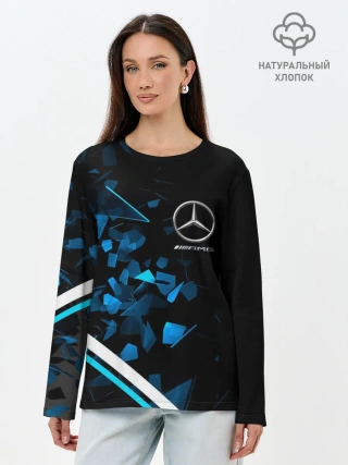 Лонгслив женский. Хлопок / Mercedes AMG | Осколки стекла