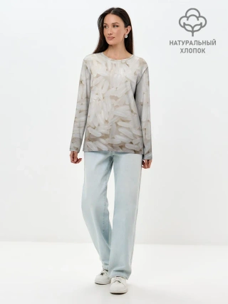 Лонгслив женский. Хлопок / Рис/еда