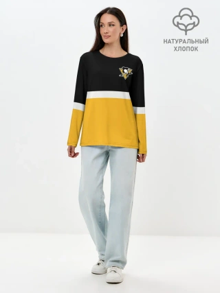 Лонгслив женский. Хлопок / Питтсбург Пингвинз НХЛ