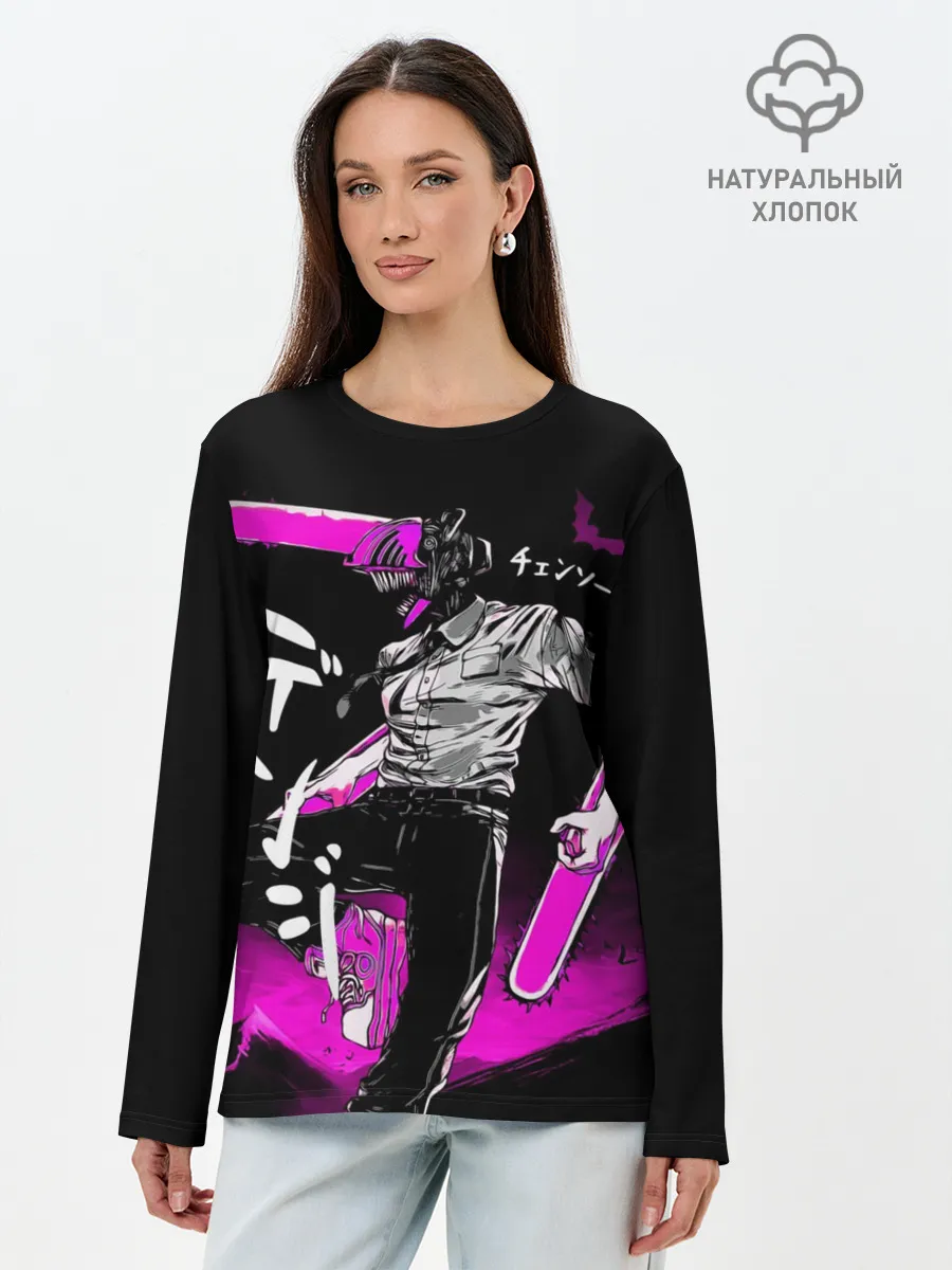 Лонгслив женский. Хлопок / Chainsaw Man - Дэнджи