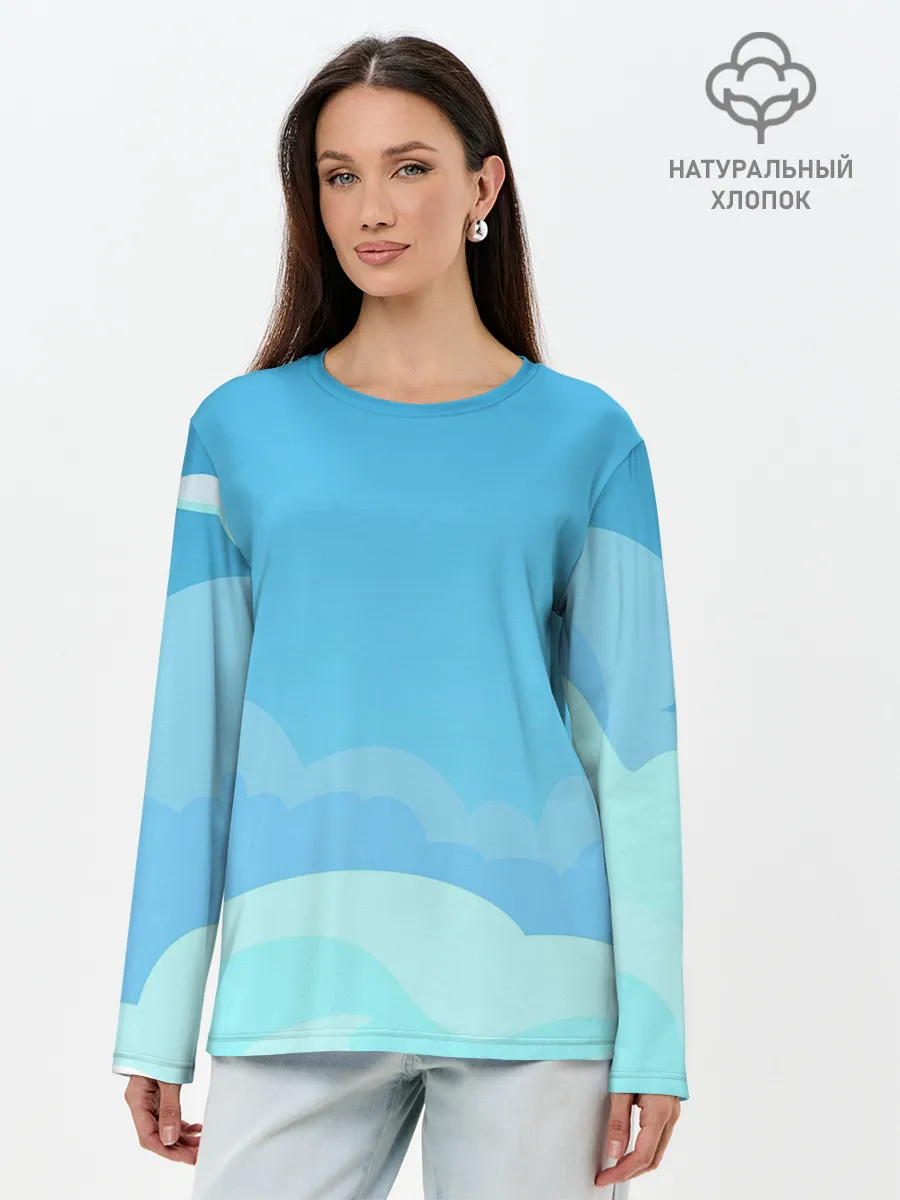 Лонгслив женский. Хлопок / Небо после грозы