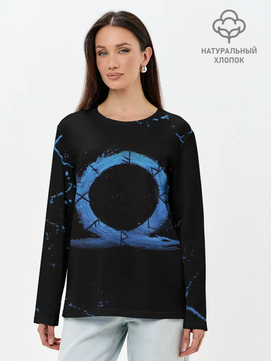 Лонгслив женский. Хлопок / GOD OF WAR LOGO ЭМБЛЕМА / РАГНАРЁК