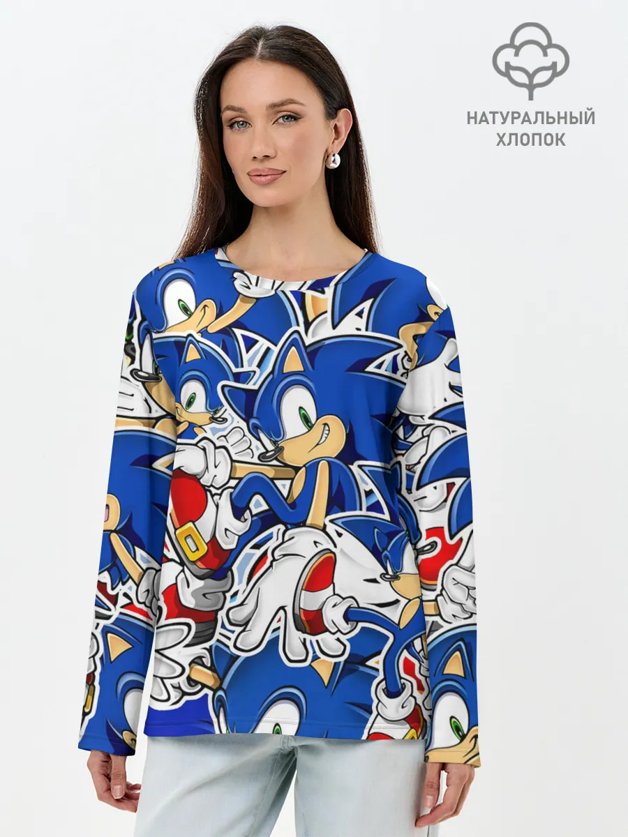 Лонгслив женский. Хлопок / SONIC ПАТТЕРН / СОНИК