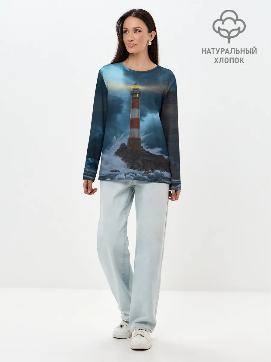Лонгслив женский. Хлопок / НОЧНОЙ МАЯК