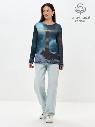 Лонгслив женский. Хлопок / НОЧНОЙ МАЯК