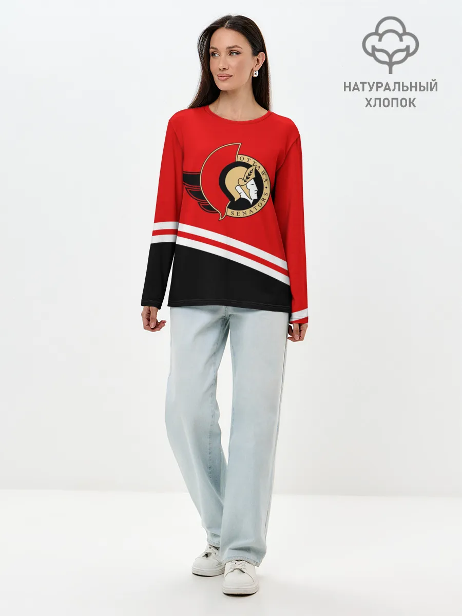 Лонгслив женский. Хлопок / Оттава Сенаторз.