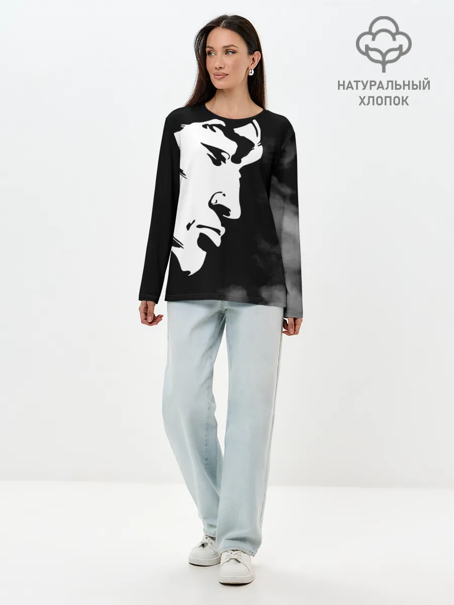 Лонгслив женский. Хлопок / Профиль Виктора Цой