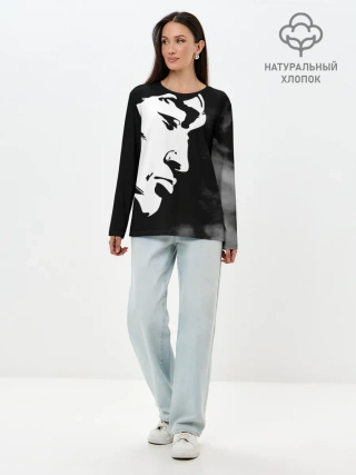 Лонгслив женский. Хлопок / Профиль Виктора Цой