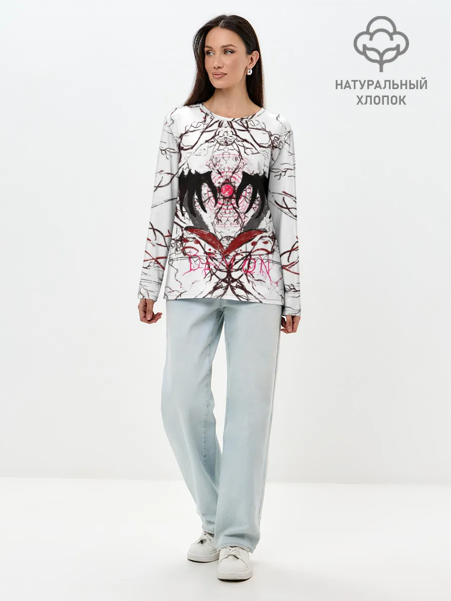 Лонгслив женский. Хлопок / Руки тянутся