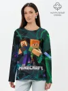 Лонгслив женский. Хлопок / Молнии Майнкрафт