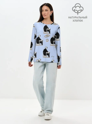 Лонгслив женский. Хлопок / Годжо паттерн