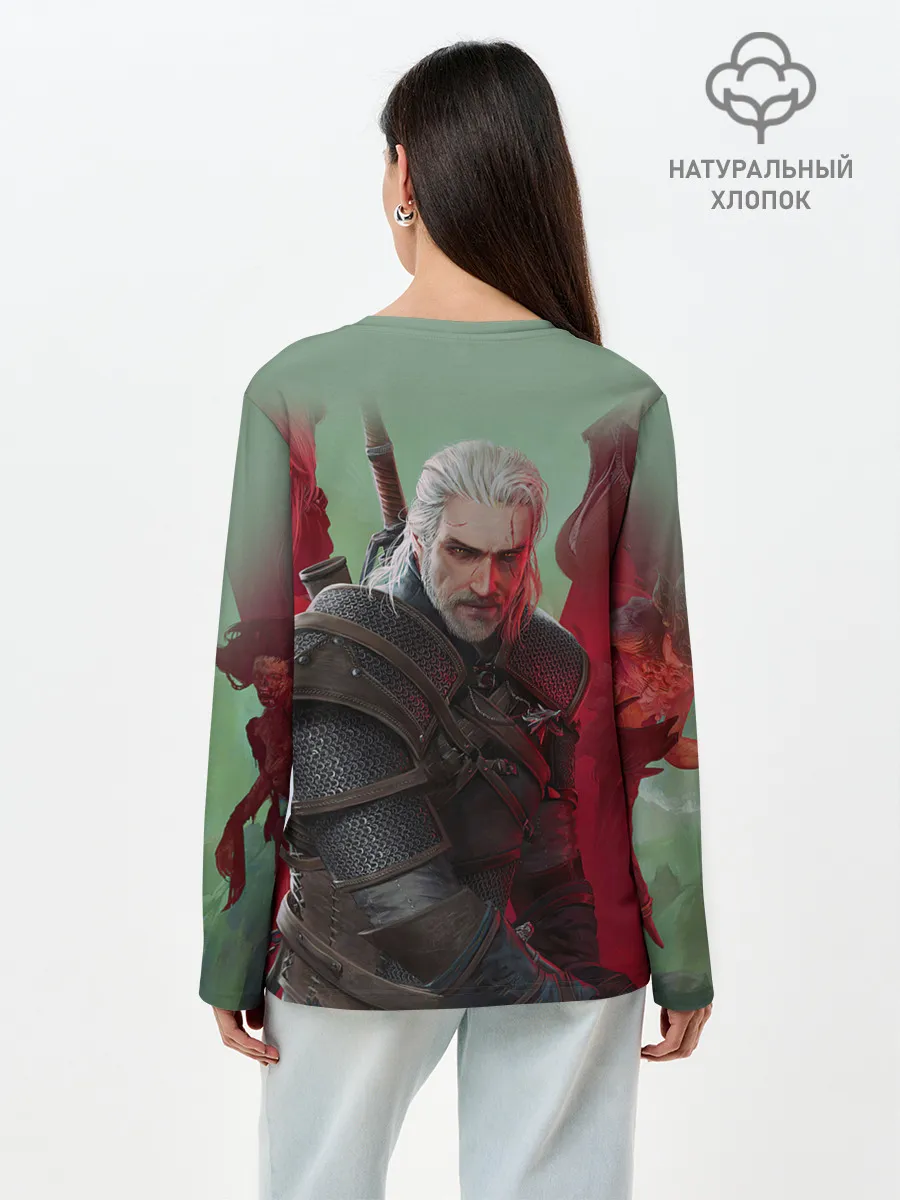 Лонгслив женский. Хлопок / ВЕДЬМАК | THE WITCHER | ГЕРАЛЬТ С МЕЧОМ