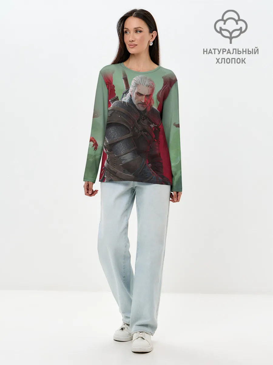 Лонгслив женский. Хлопок / ВЕДЬМАК | THE WITCHER | ГЕРАЛЬТ С МЕЧОМ