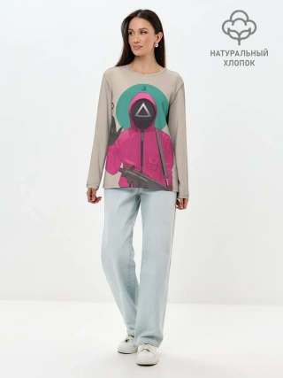 Лонгслив женский. Хлопок / SquidRed