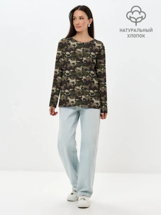 Лонгслив женский. Хлопок / Лошади