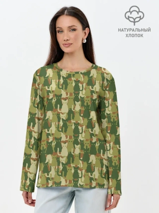 Лонгслив женский. Хлопок / Кошки