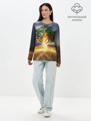 Лонгслив женский. Хлопок / Удар молнией