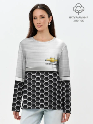 Лонгслив женский. Хлопок / Шевроле | Стальная решетка