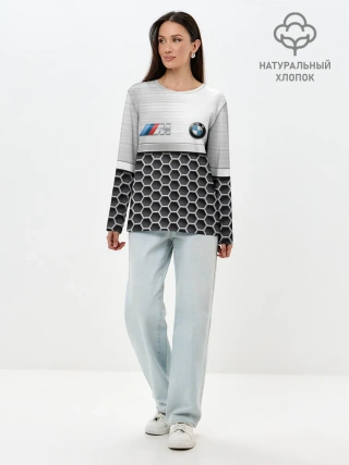 Лонгслив женский. Хлопок / BMW | Стальная решетка