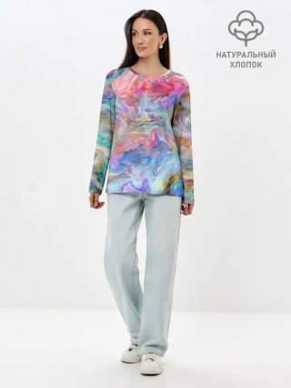Лонгслив женский. Хлопок / Радужное небо