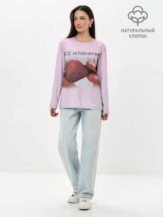 Лонгслив женский. Хлопок / Всё клубнично