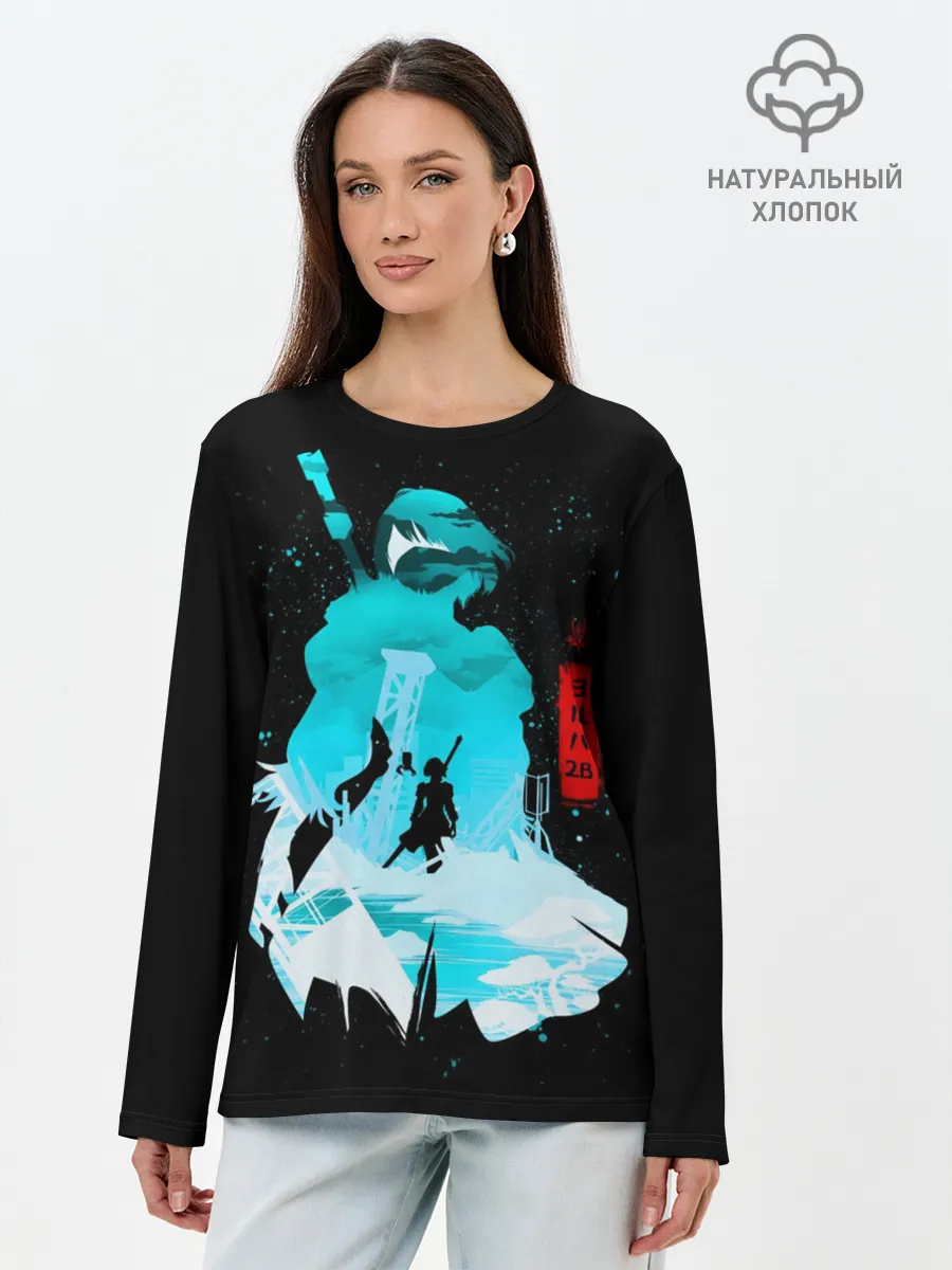 Лонгслив женский. Хлопок / Nier: Automata - 2B