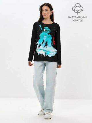 Лонгслив женский. Хлопок / Nier: Automata - 2B