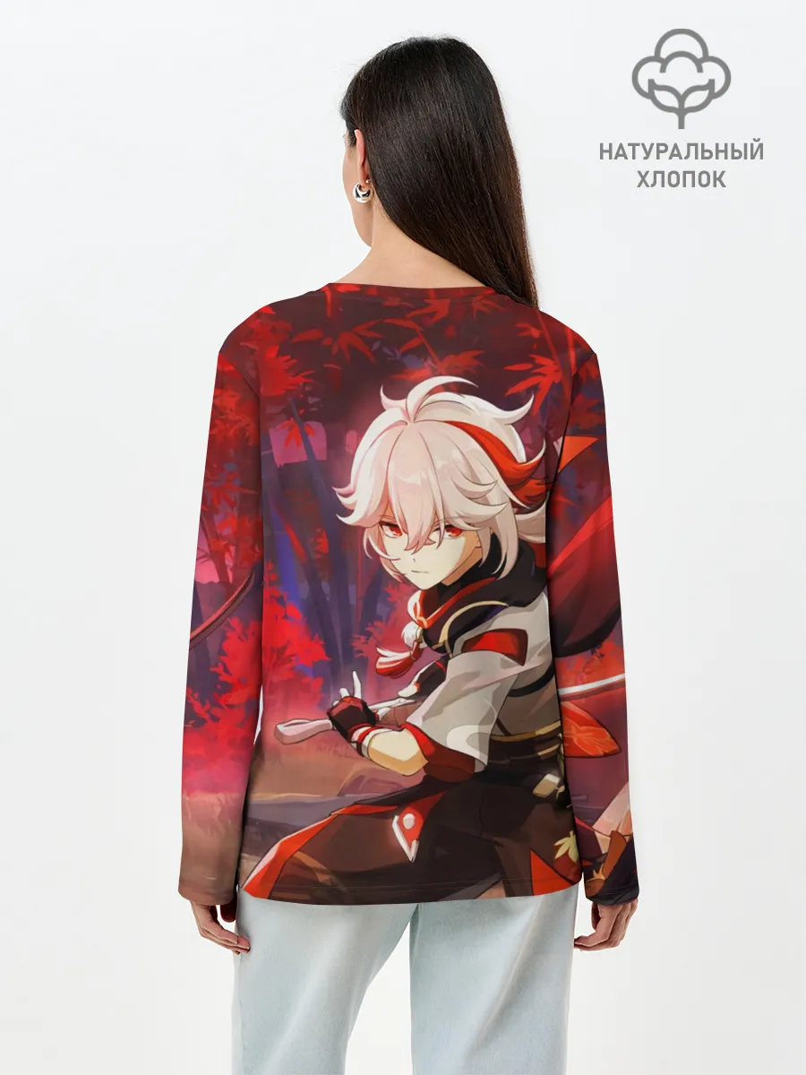 Лонгслив женский. Хлопок / Геншин импакт: Кадзуха