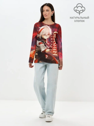 Лонгслив женский. Хлопок / Геншин импакт: Кадзуха