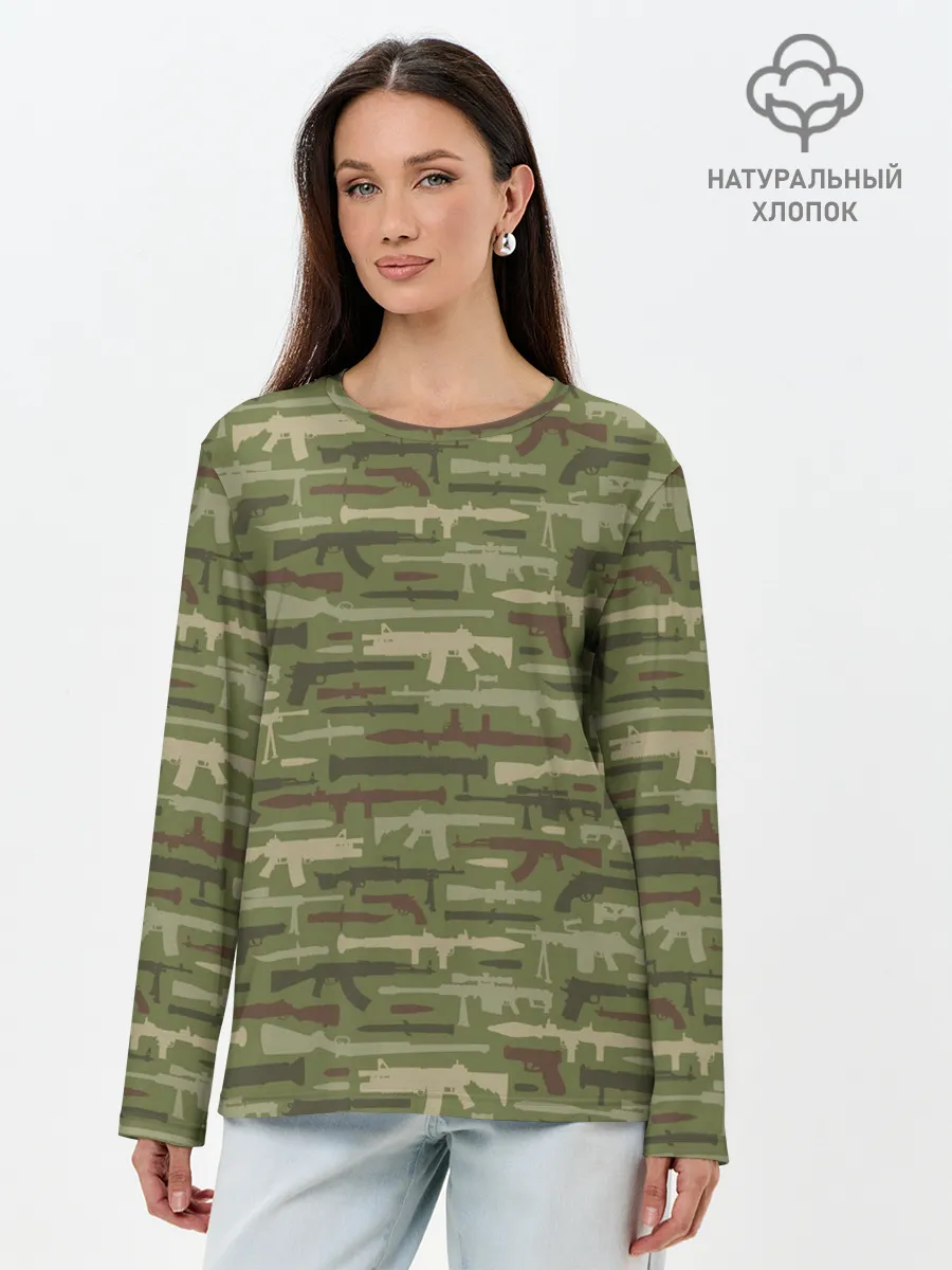 Лонгслив женский. Хлопок / Оружие