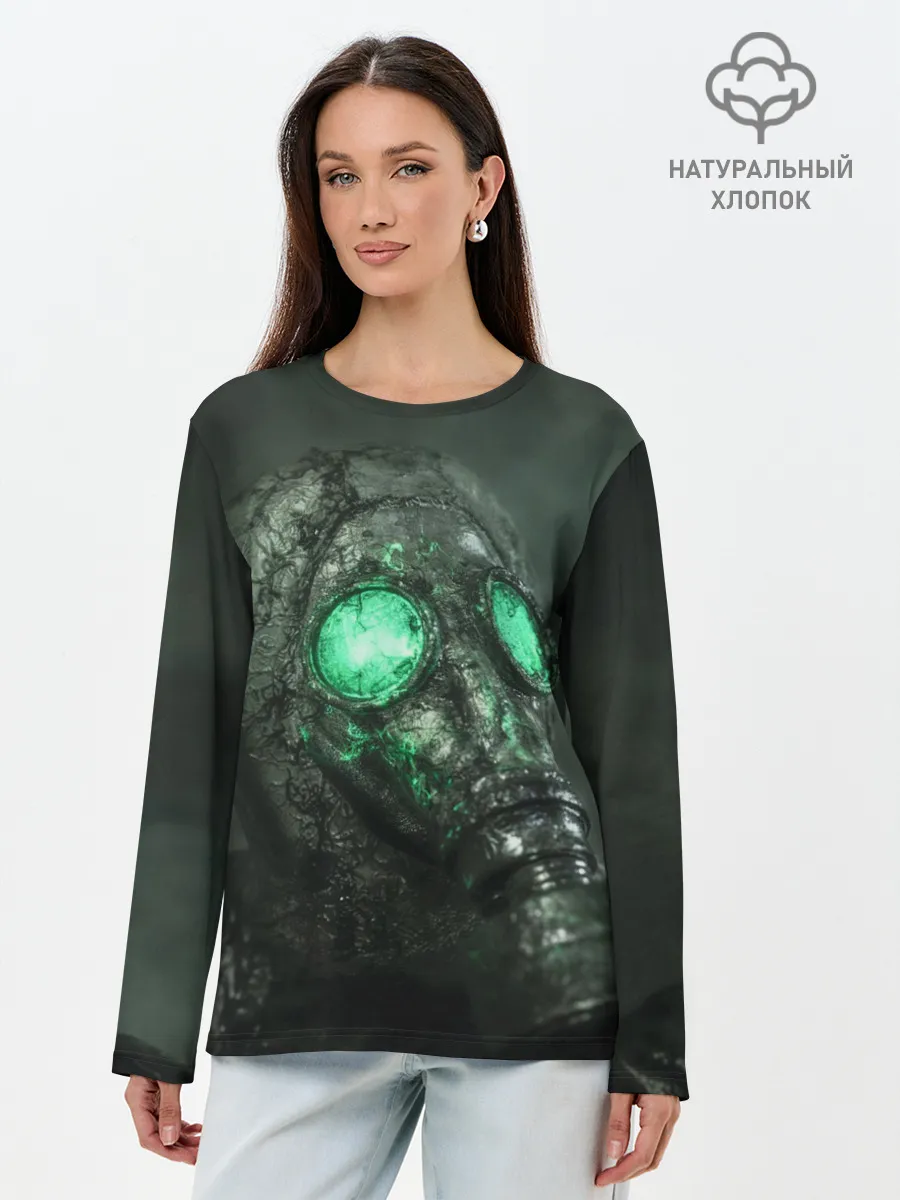 Лонгслив женский. Хлопок / Chernobylite-маска