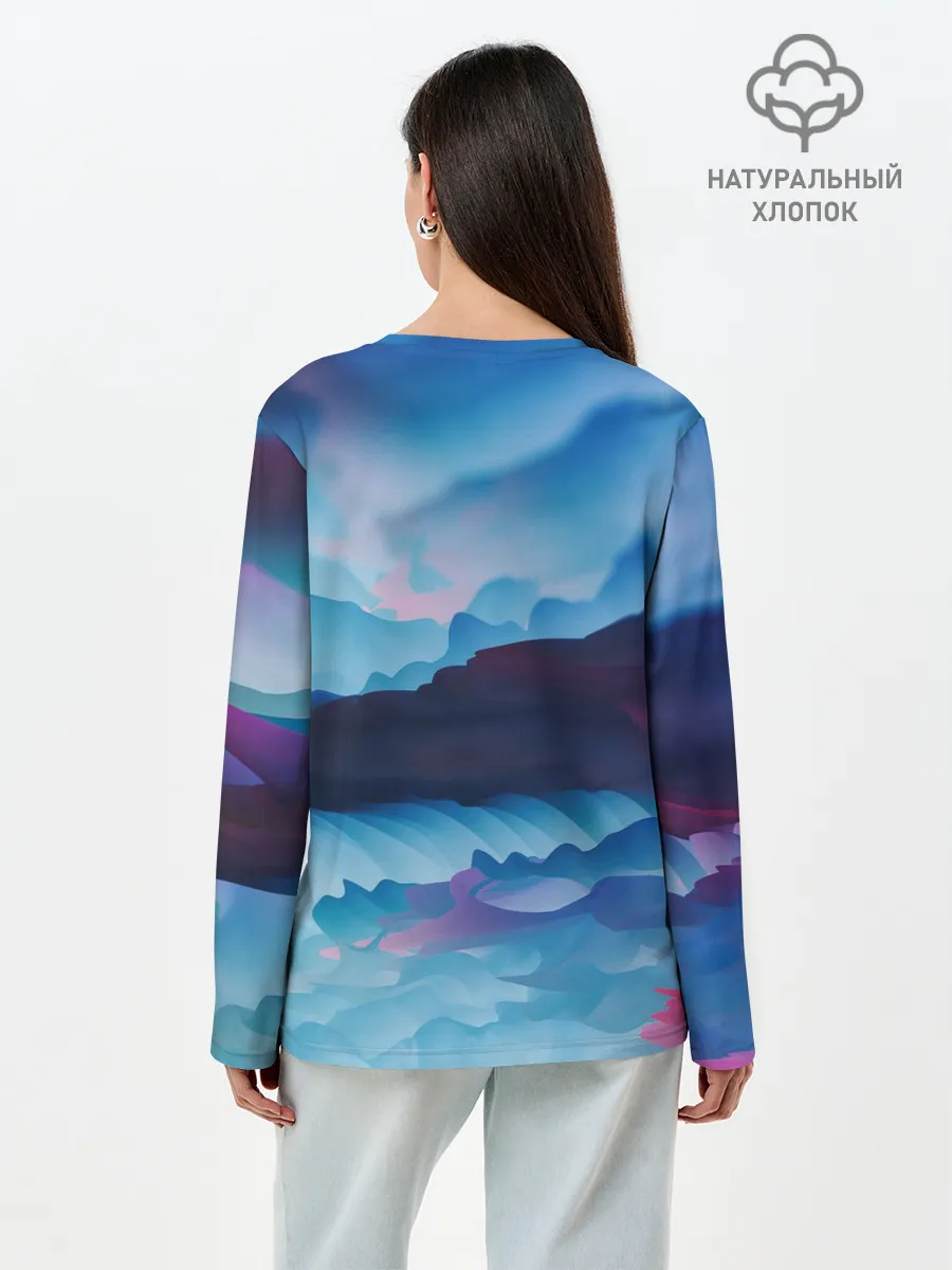 Лонгслив женский. Хлопок / Грозовые мазки