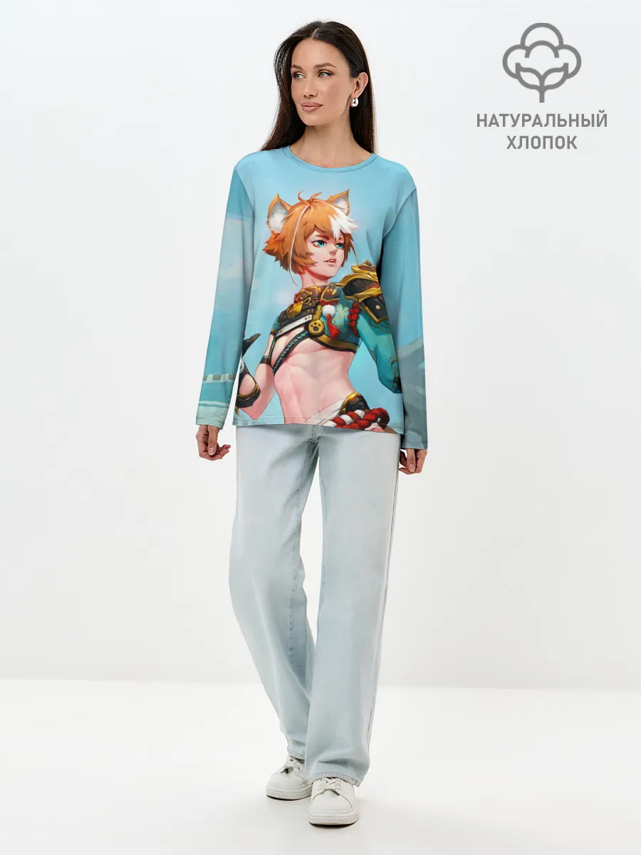 Лонгслив женский. Хлопок / Горо Genshin Impact