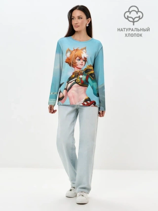 Лонгслив женский. Хлопок / Горо Genshin Impact