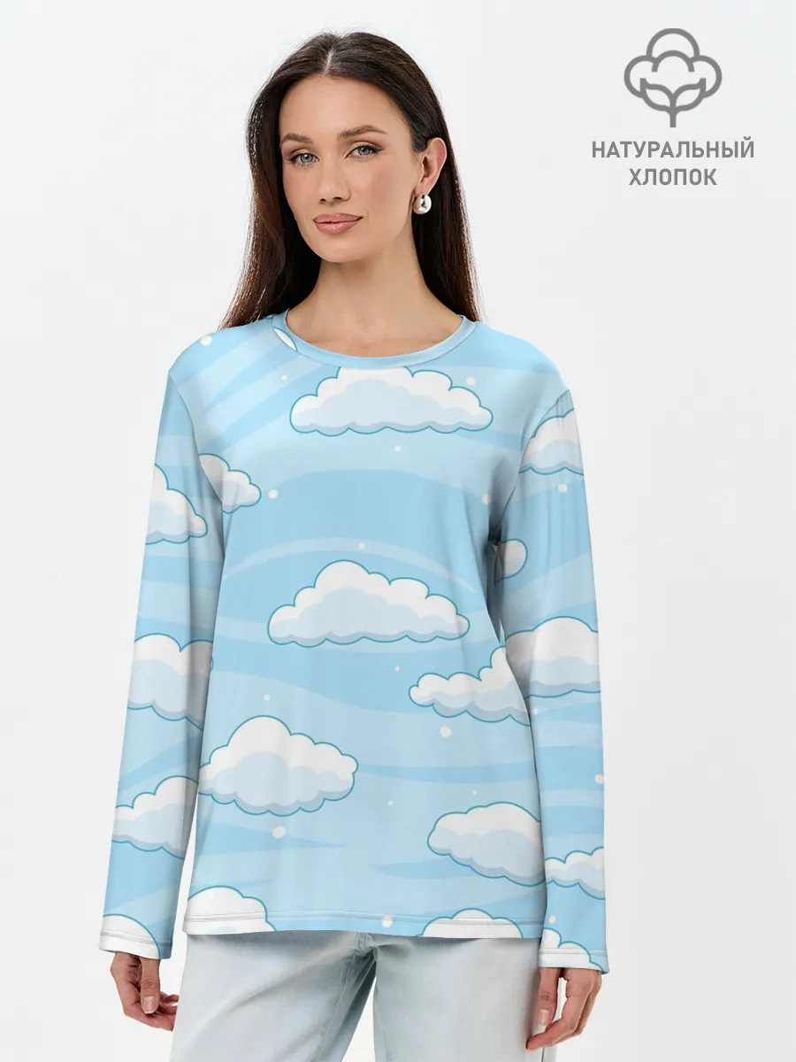 Лонгслив женский. Хлопок / Зимние облака