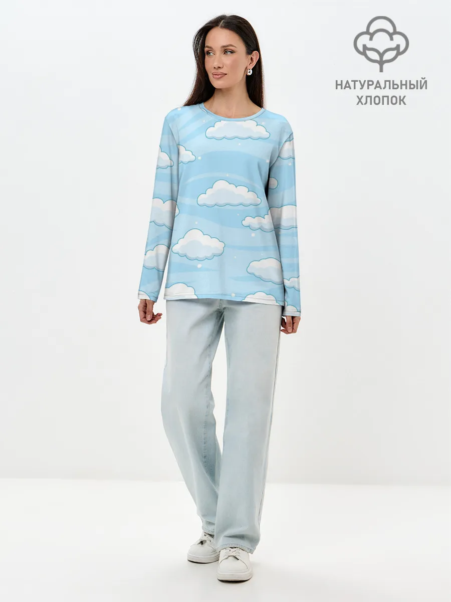 Лонгслив женский. Хлопок / Зимние облака