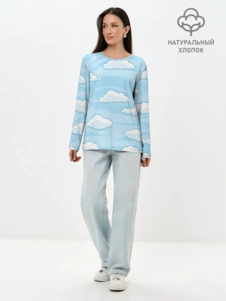 Лонгслив женский. Хлопок / Зимние облака