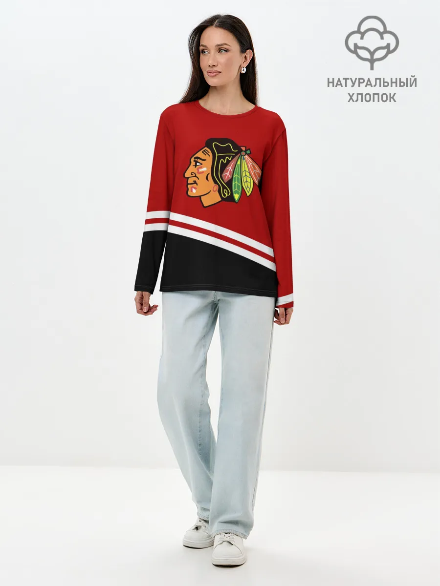 Лонгслив женский. Хлопок / Chicago Blackhawks, NHL