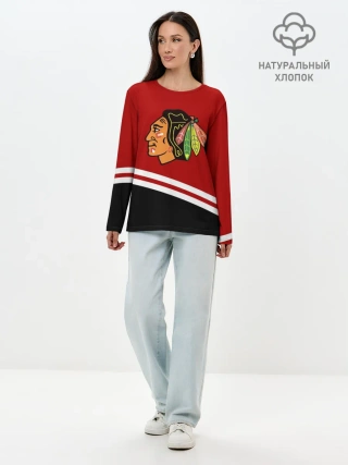 Лонгслив женский. Хлопок / Chicago Blackhawks, NHL